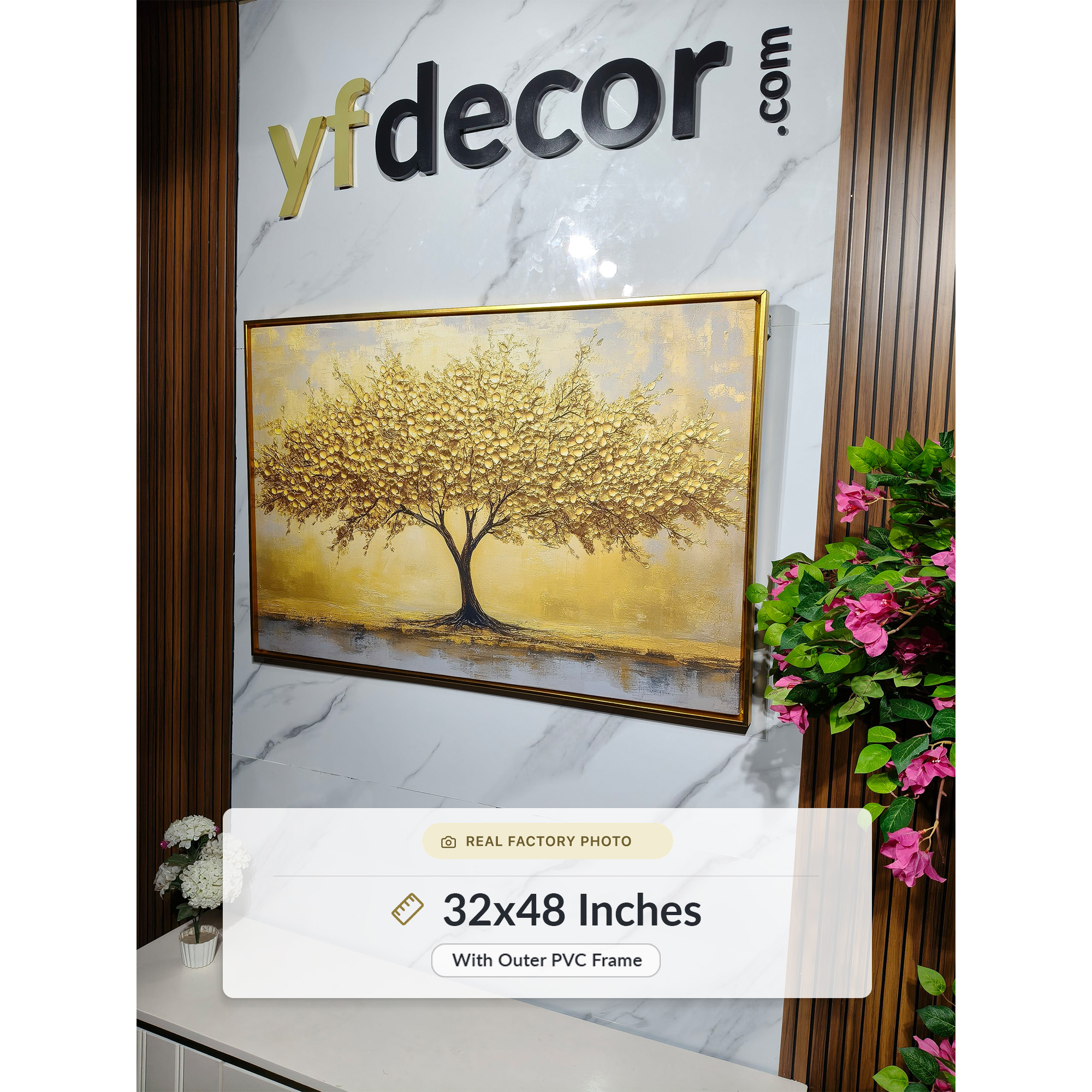 Sunlit Gold Canopy Tree of Life Painting - Image 4