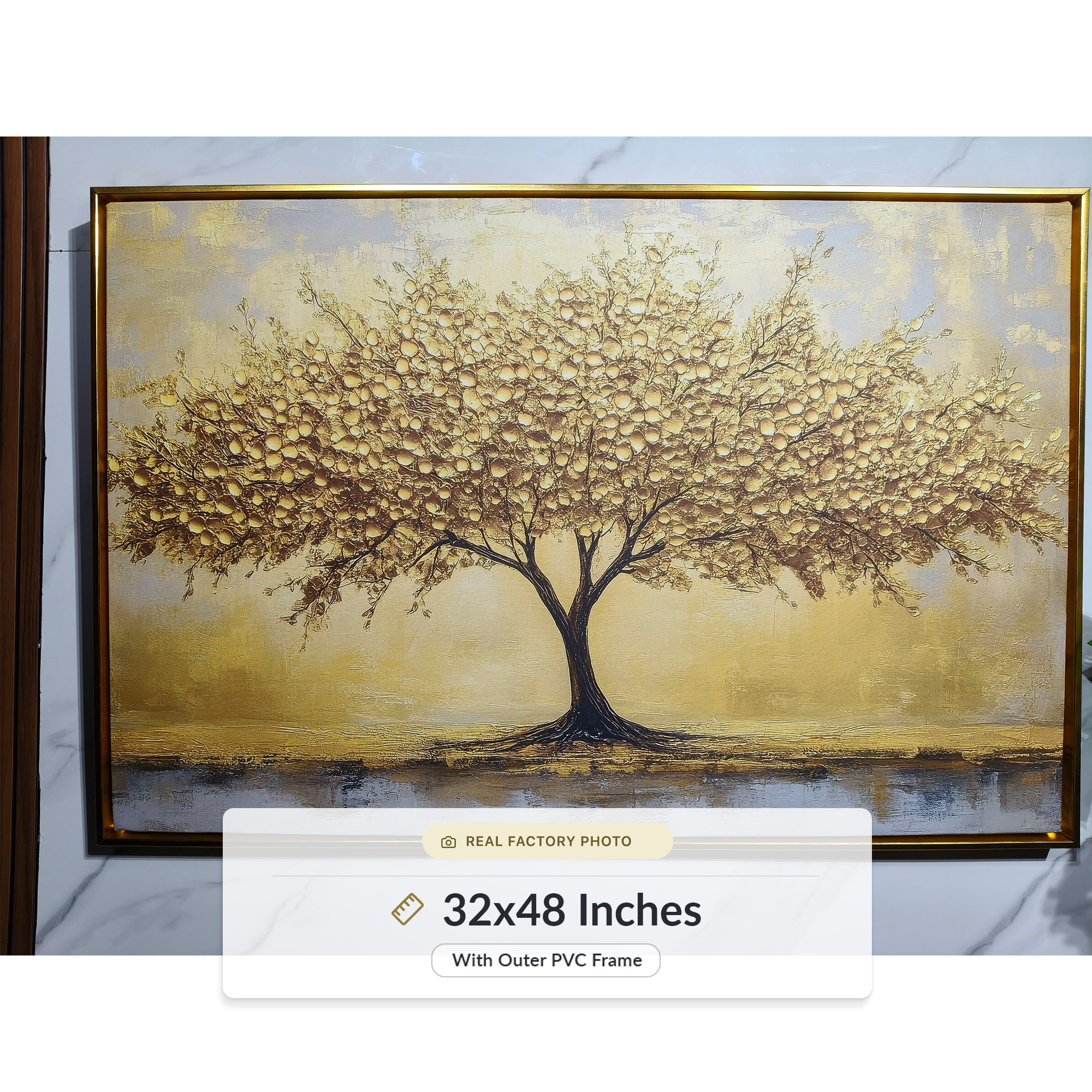 Sunlit Gold Canopy Tree of Life Painting - Image 6
