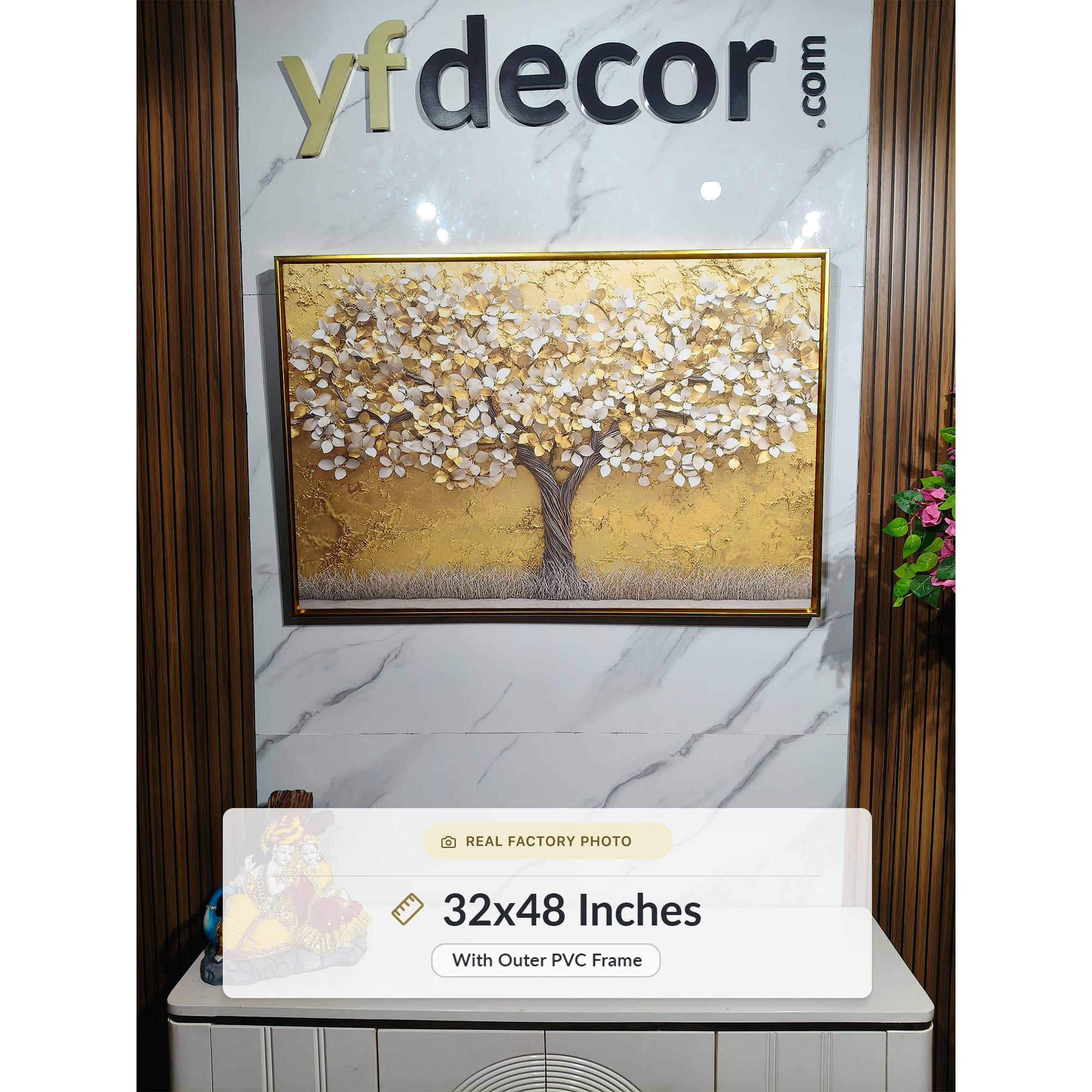 Ivory Petals Golden Tree of Life Art - Image 3