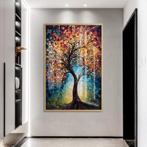 Vertical Mosaic Tree of Life Painting in Nightfall