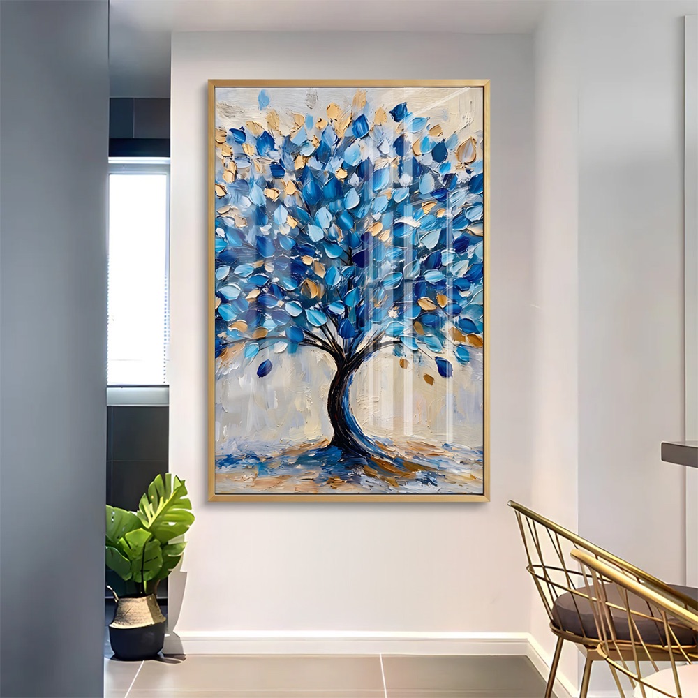 Sapphire Tree of Life Gold Leaf Painting - Image 2