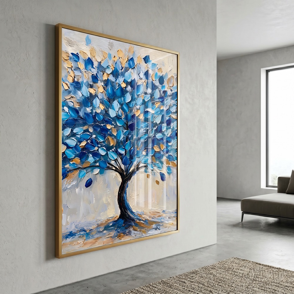 Sapphire Tree of Life Gold Leaf Painting - Image 3