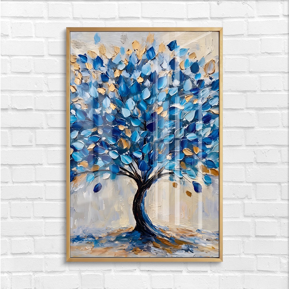 Sapphire Tree of Life Gold Leaf Painting - Image 4