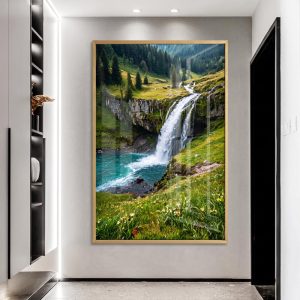 Alpine Meadow Wildflower Waterfall Wall Art