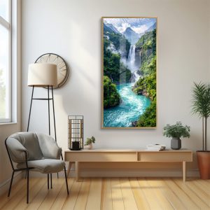 Lush Canyon Turquoise River Waterfall Wall Painting