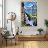 Majestic Alpine Valley Waterfall Canvas Art