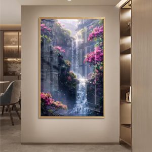 Pink Blossom Fantasy Waterfall Wall Art