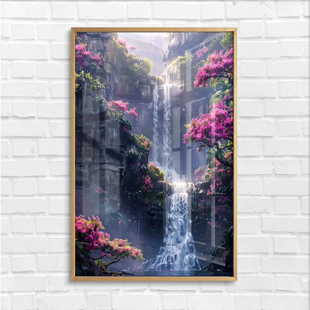 Pink Blossom Fantasy Waterfall Wall Art - Image 4