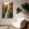 Sunlit Tiered Forest Waterfall Painting